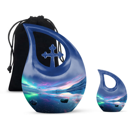 Aurora Borealis cross drop memorial urn