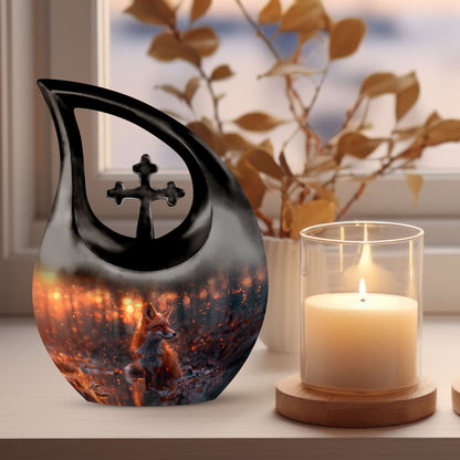 10 inch Fox themed Cross Drop Mini Urn