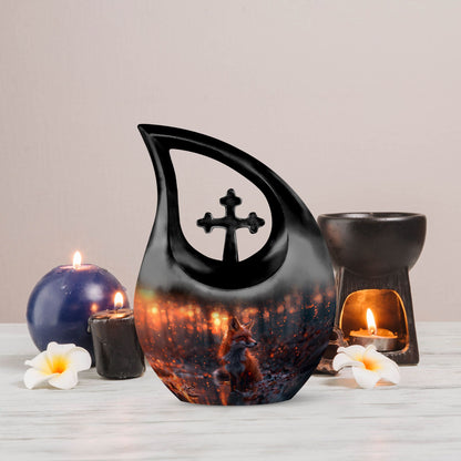 10 inch Fox themed Cross Drop Mini Urn