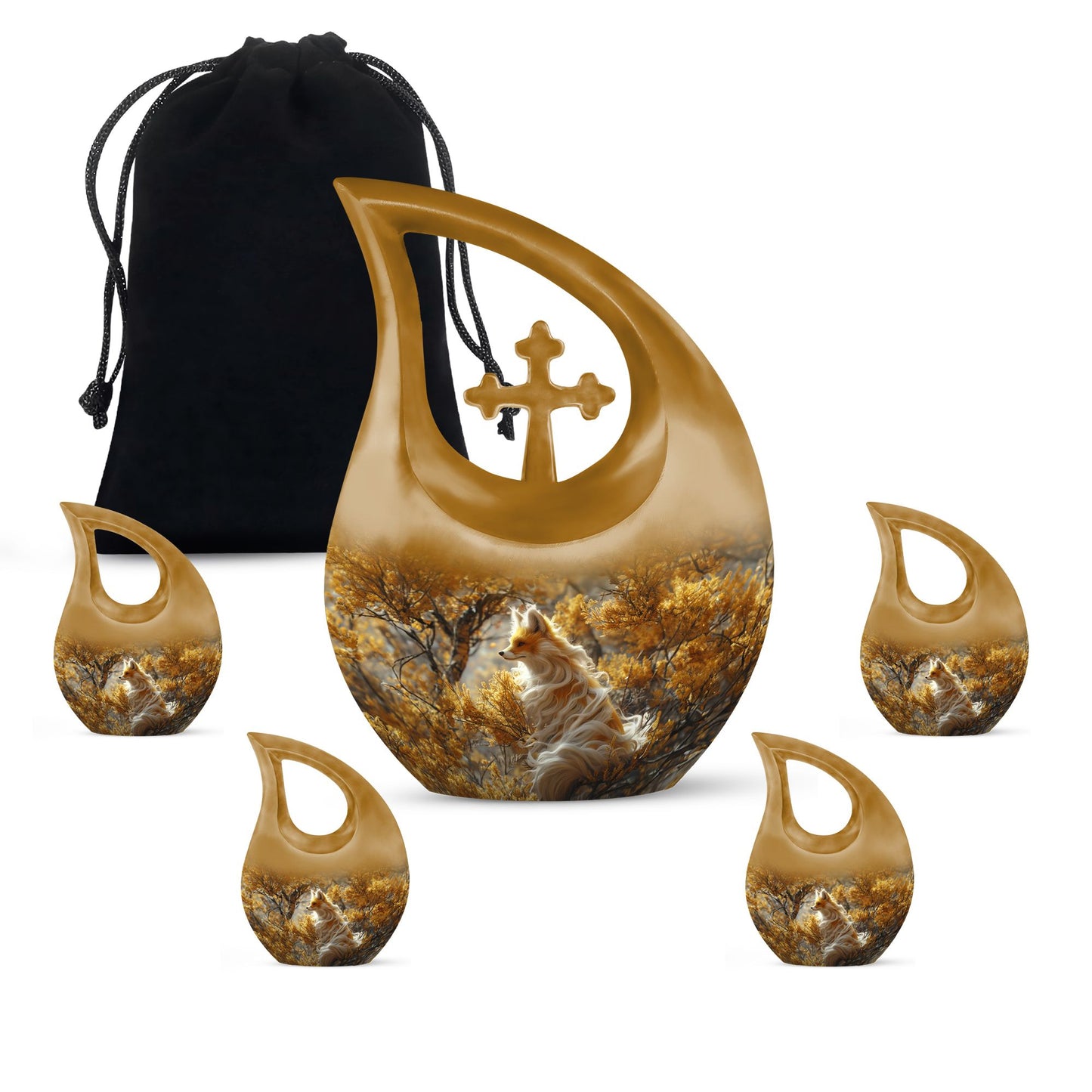 Personalized Fox Keepsake Urn for Human Ashes - 10-inch, 200 cu in - Yatskia