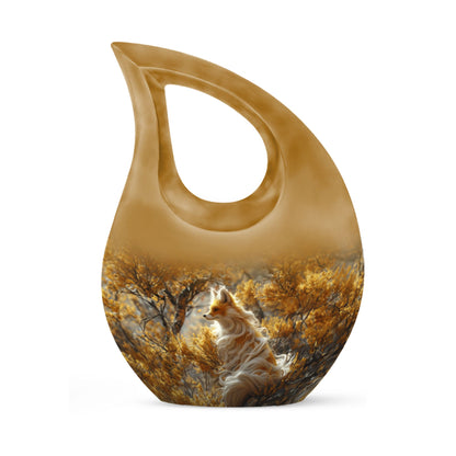 10-inch Fox themed Cross Drop design Aluminium Memorial Urn