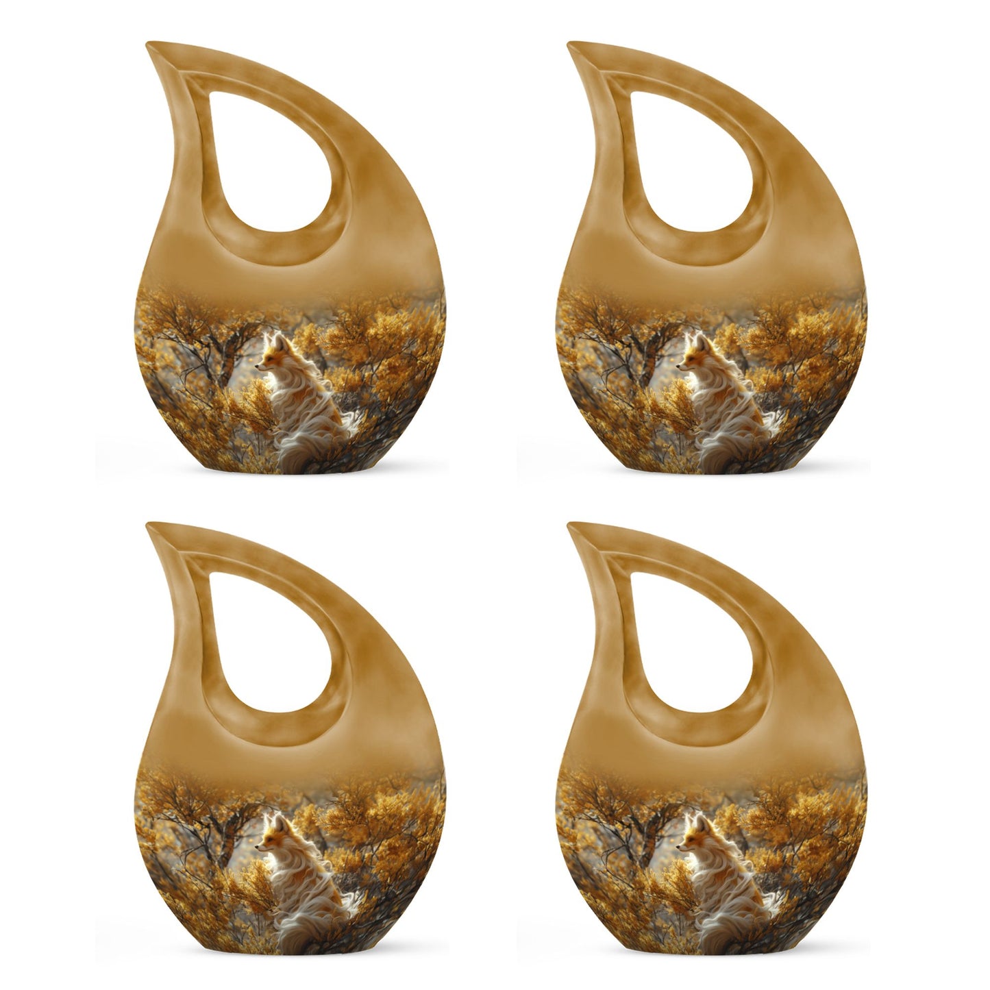 10-inch Fox themed Cross Drop design Aluminium Memorial Urn
