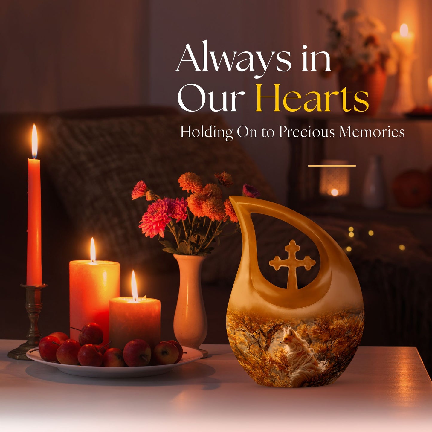 10-inch Fox themed Cross Drop design Aluminium Memorial Urn