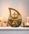 10-inch Fox themed Cross Drop design Aluminium Memorial Urn