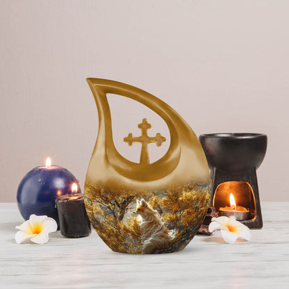 10-inch Fox themed Cross Drop design Aluminium Memorial Urn