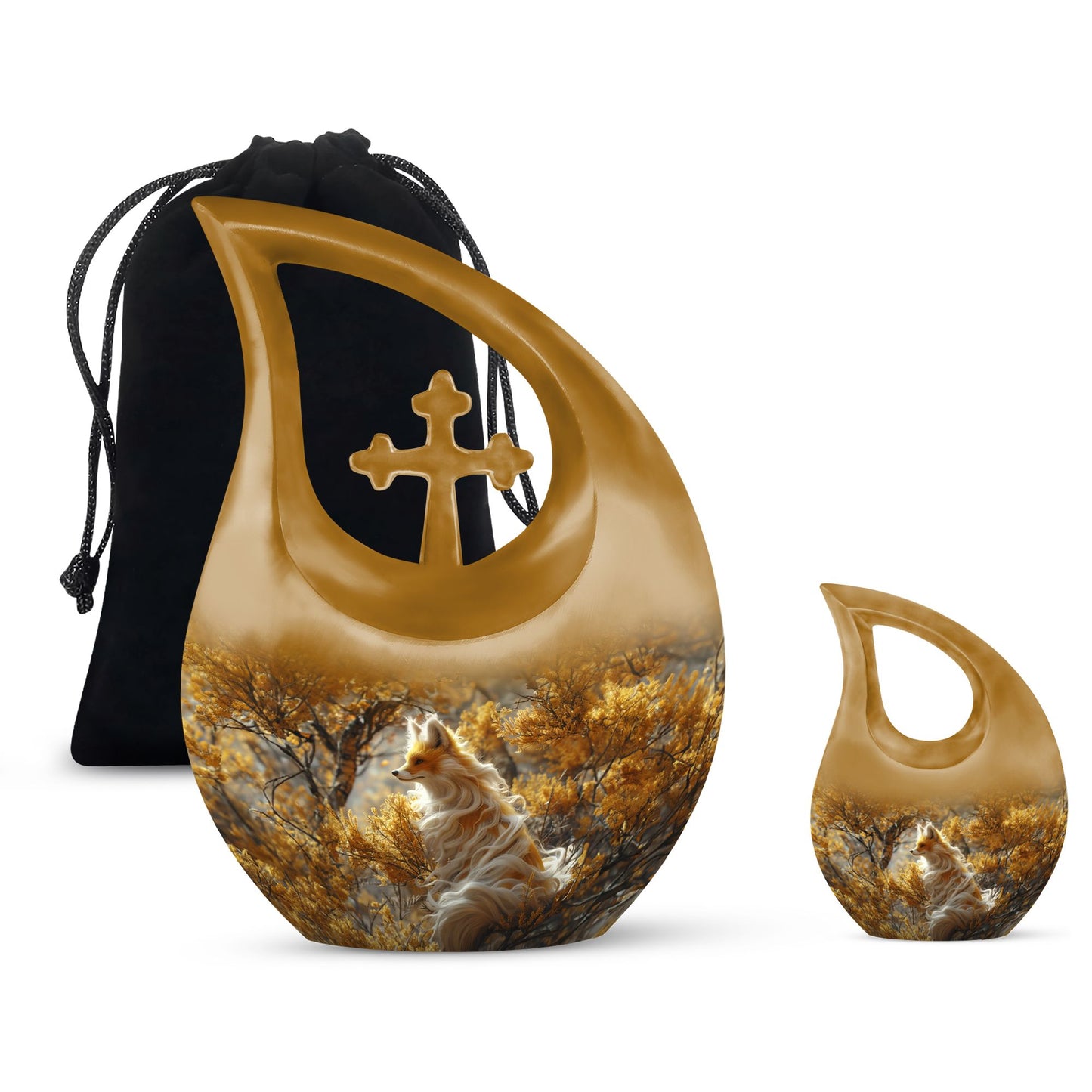 Fox Theme Large Urn With 1 Keepsake Urn
