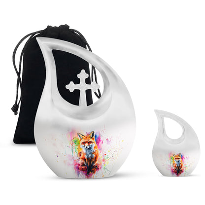 Colorful Personalized Fox Cremation Urn for Adult Male - 10-inch, 200 cu in - Yatskia