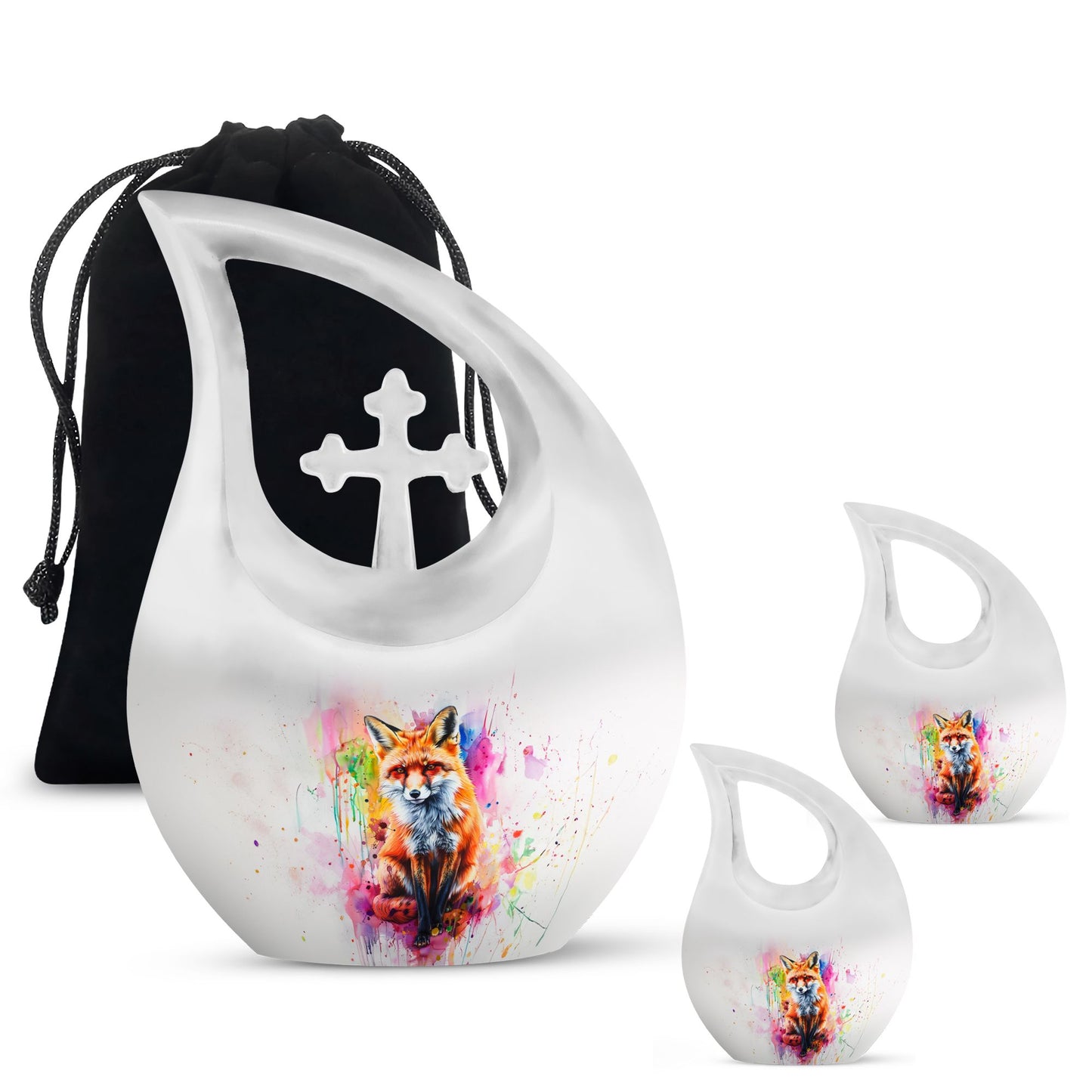 Colorful Personalized Fox Cremation Urn for Adult Male - 10-inch, 200 cu in - Yatskia