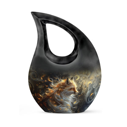 Large Fox Urn designed with Cross Drop Urn