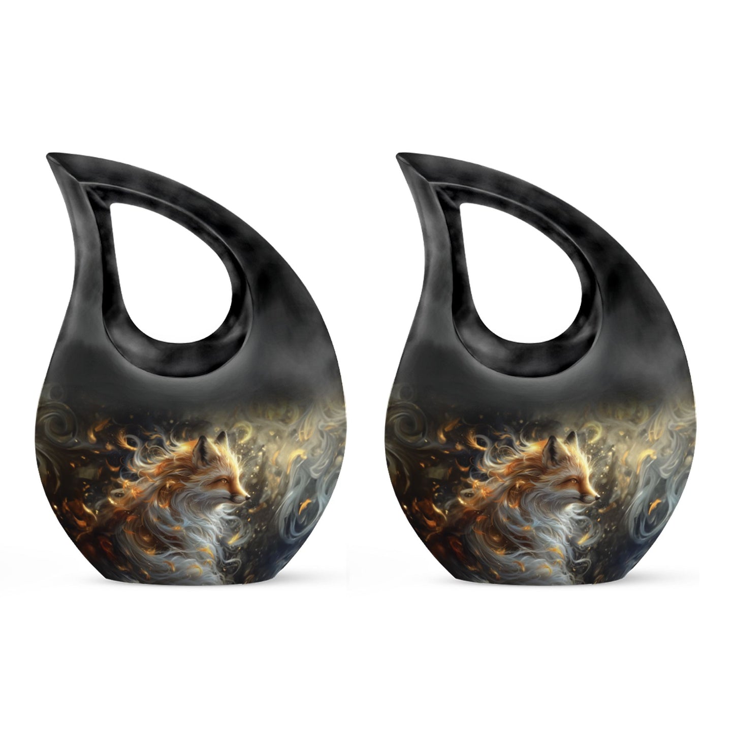 Large Fox Urn designed with Cross Drop Urn