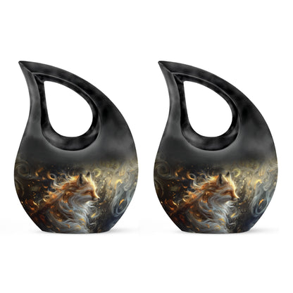 Large Fox Urn designed with Cross Drop Urn