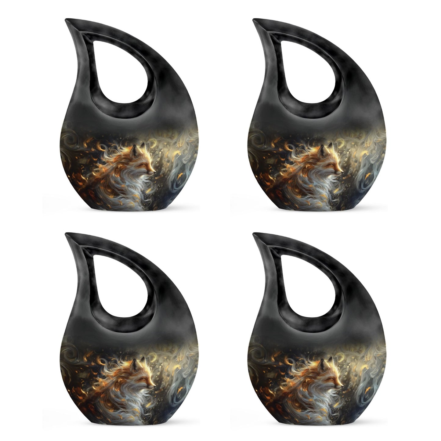 Large Fox Urn designed with Cross Drop Urn