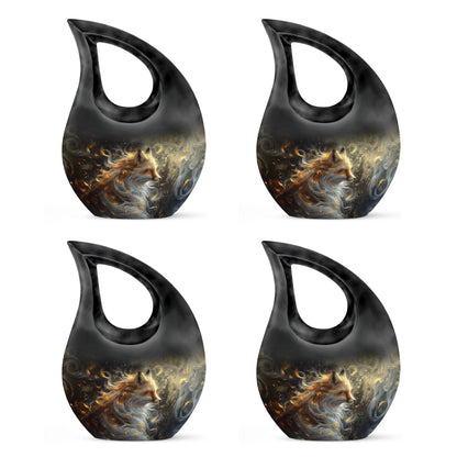 Large Fox Urn designed with Cross Drop Urn