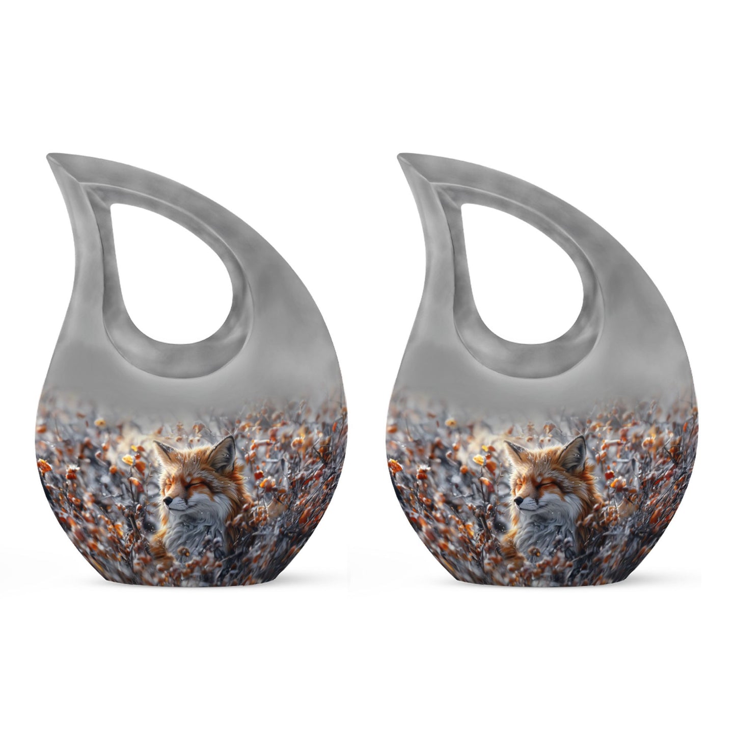 10-inch Fox-themed Cross Drop Aluminium Cremation Urn