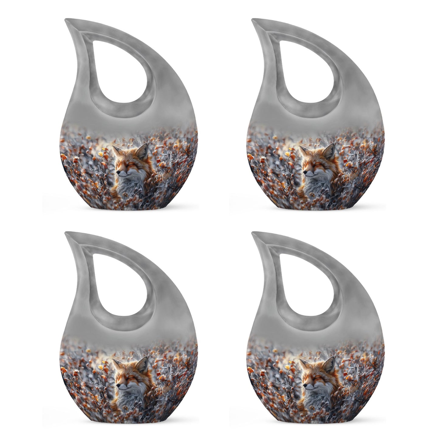 10-inch Fox-themed Cross Drop Aluminium Cremation Urn