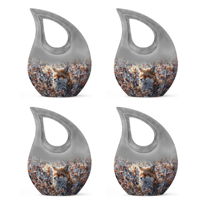 10-inch Fox-themed Cross Drop Aluminium Cremation Urn