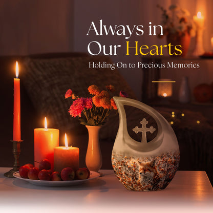 10-inch Fox-themed Cross Drop Aluminium Cremation Urn