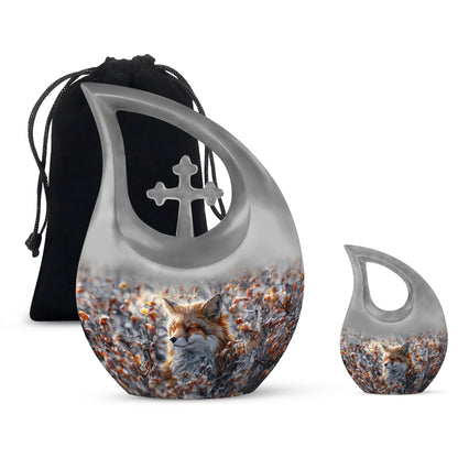 Marble Fox Cremation Urn for Human Ashes - 10-inch, 200 cu in - Yatskia