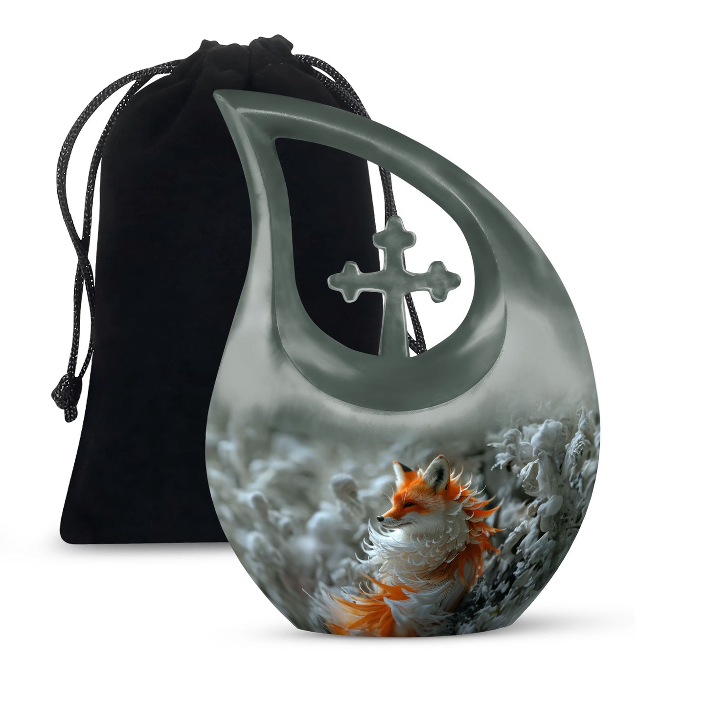 Personalized Fox Cremation Urn for Human Ashes - 10-inch, 200 cu in - Yatskia