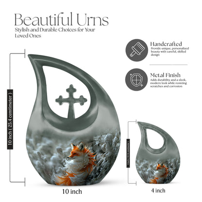 10-inch Fox theme Cross Drop Urn 