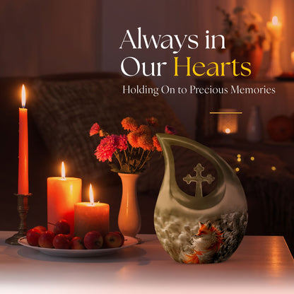 10-inch Fox theme Cross Drop Urn 