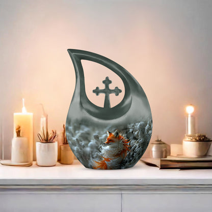 10-inch Fox theme Cross Drop Urn 