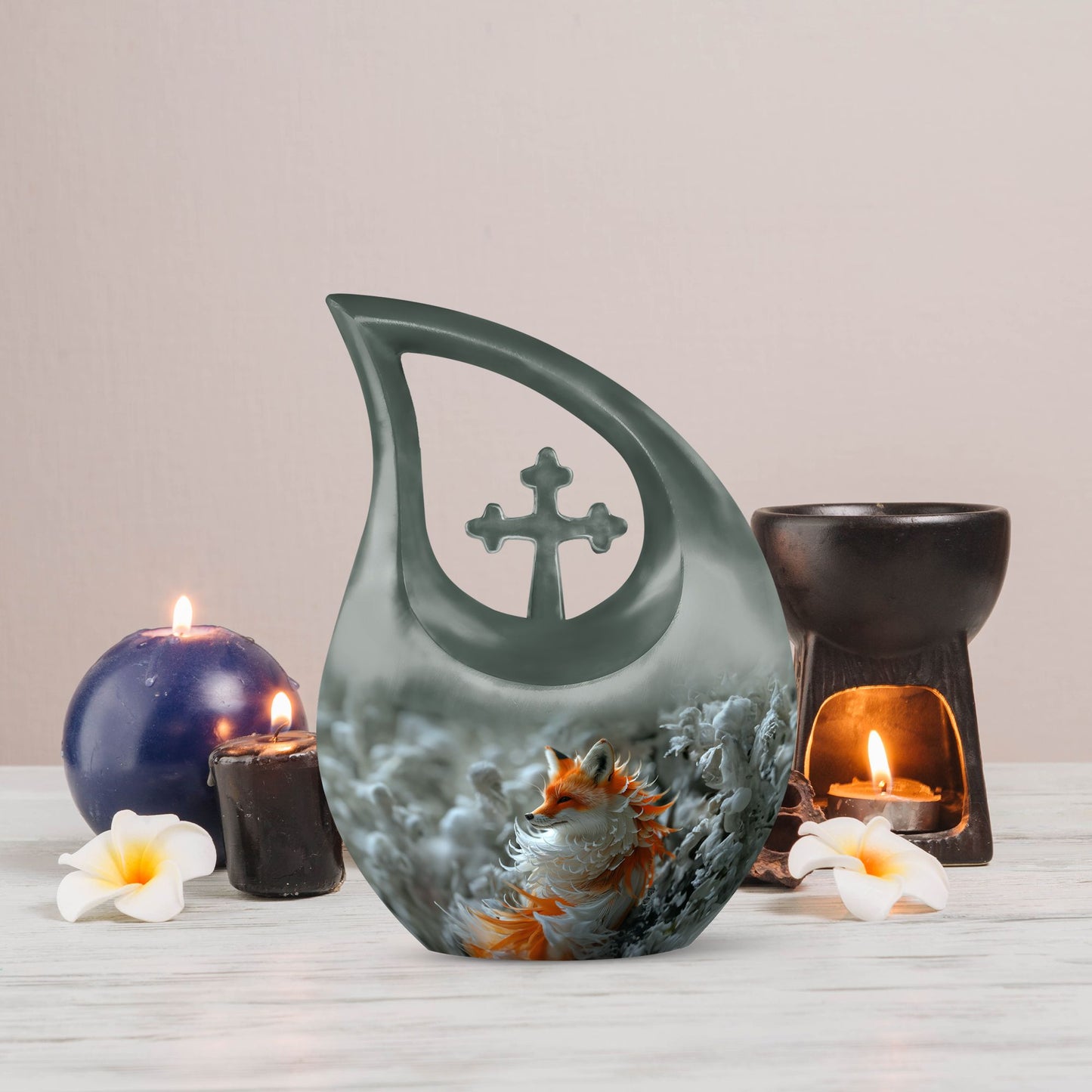 10-inch Fox theme Cross Drop Urn 