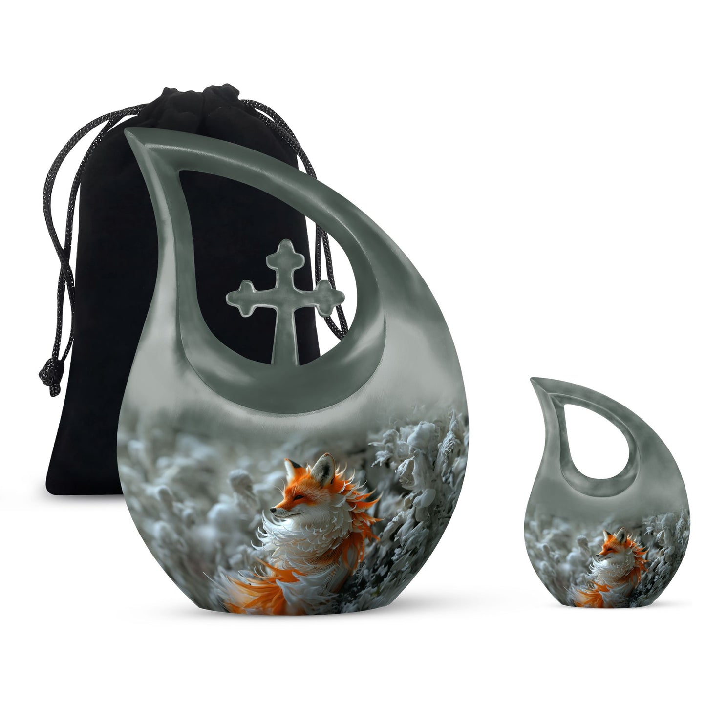 10-inch Fox theme Cross Drop Urn 