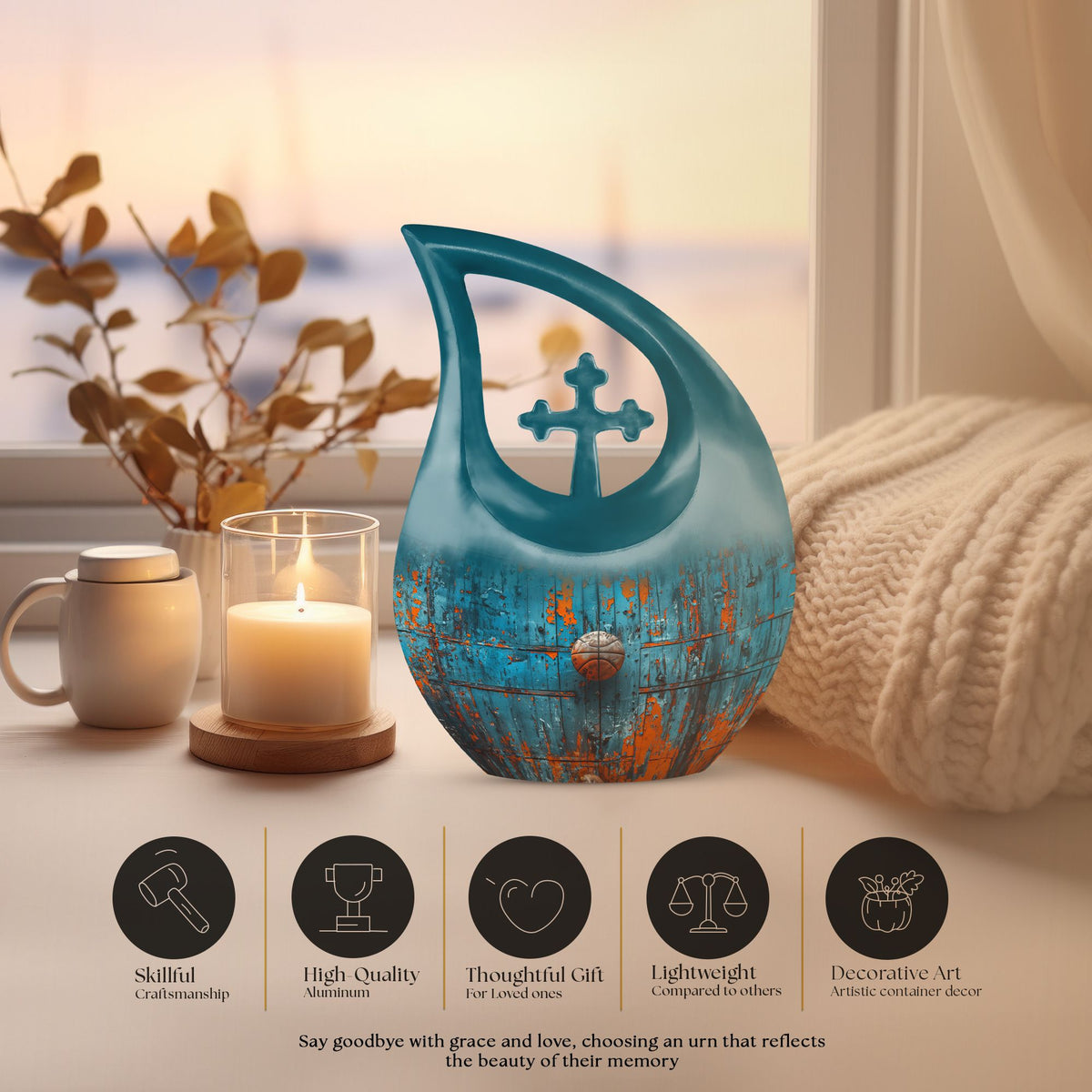 Affordable 10-inch Cross Drop Urn