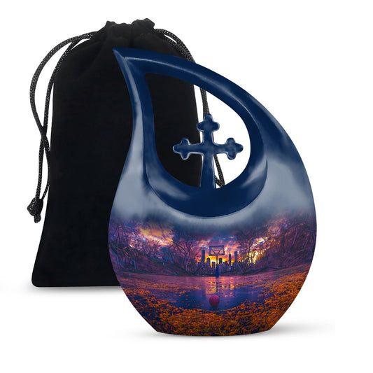 10-inch Basketball Urn with Cross Drop design