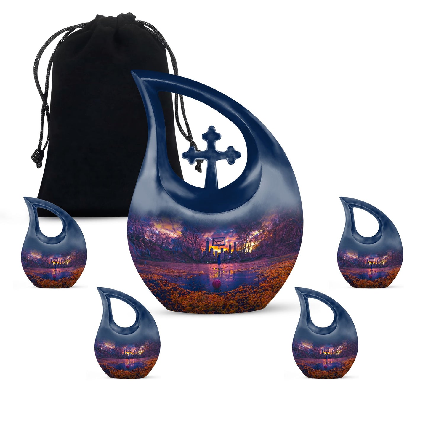 10-inch Basketball Urn with Cross Drop design