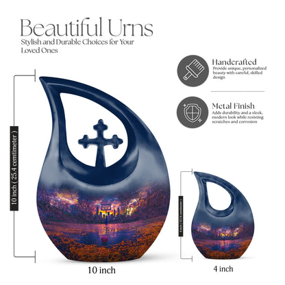 10-inch Basketball Urn with Cross Drop design