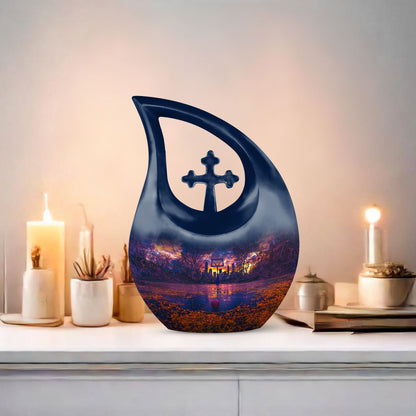 10-inch Basketball Urn with Cross Drop design