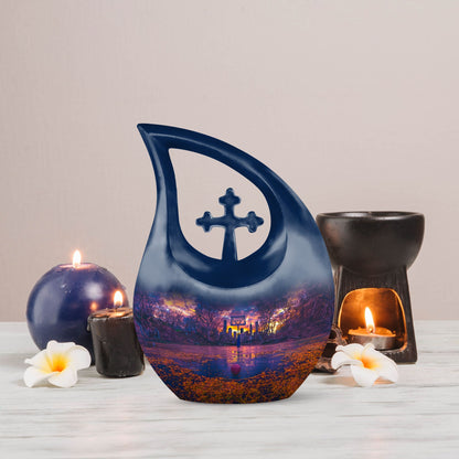 10-inch Basketball Urn with Cross Drop design