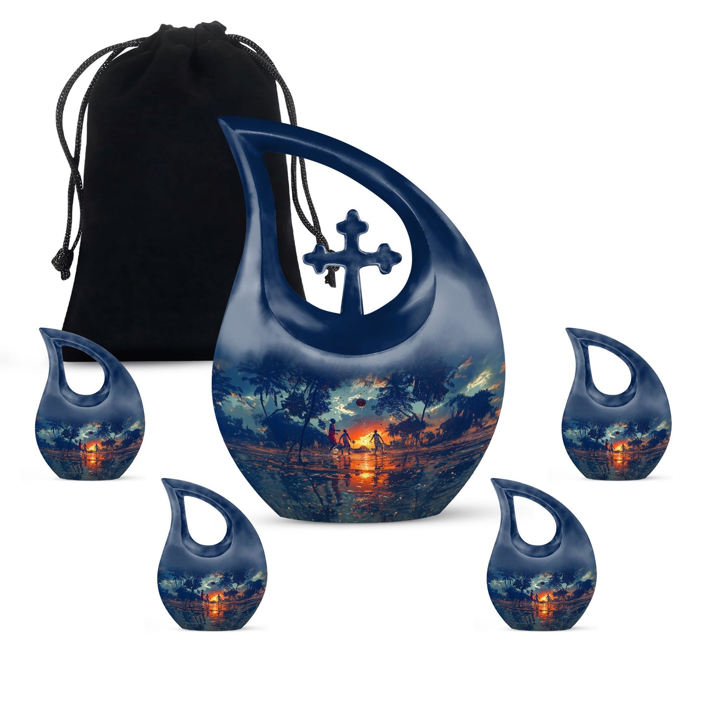 10 inch Basketball Themed Urn with Cross Drop Design