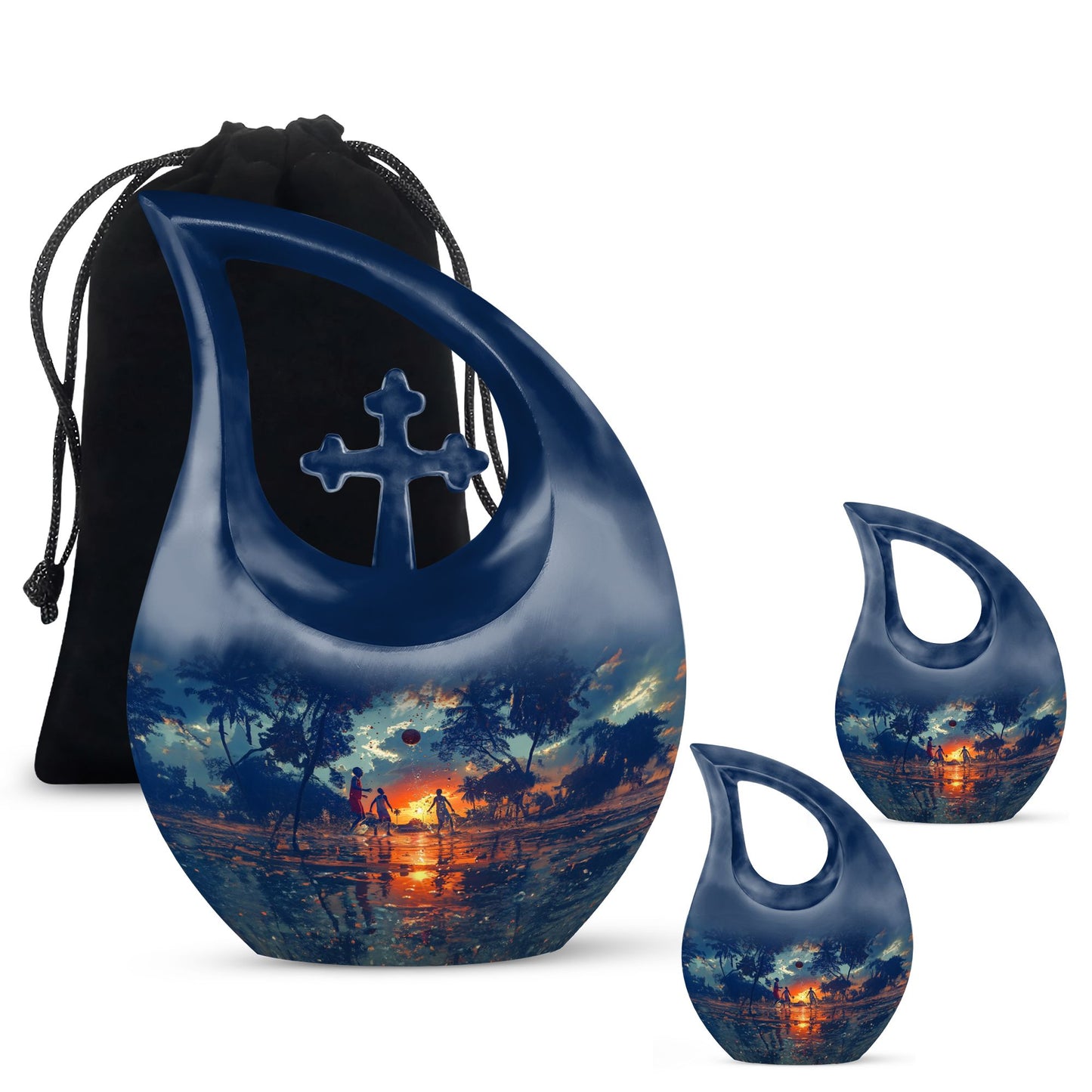 10 inch Basketball Themed Urn with Cross Drop Design