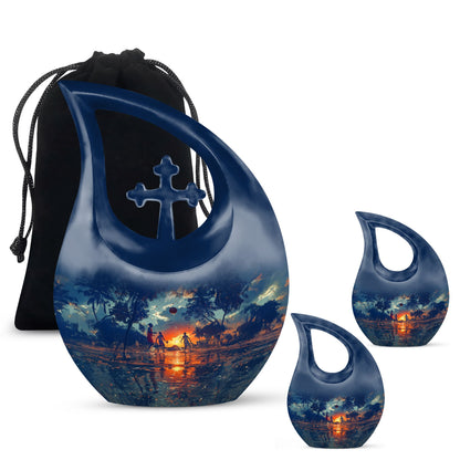 10 inch Basketball Themed Urn with Cross Drop Design