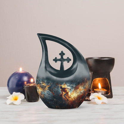 10-inch Basketball Themed Cross Drop Keepsake Urn