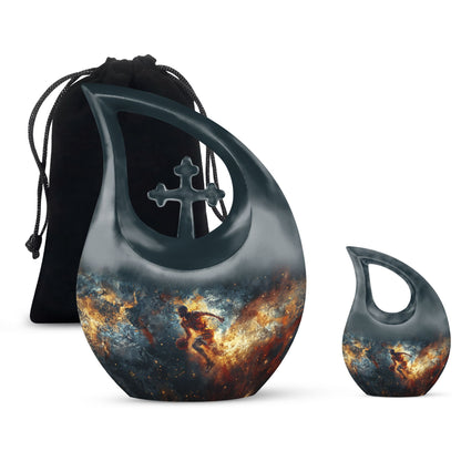 Basketball Theme Large Urn With 1 Keepsake Urn