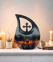 10-inch Basketball-themed Cross Drop Design Memorial Urn