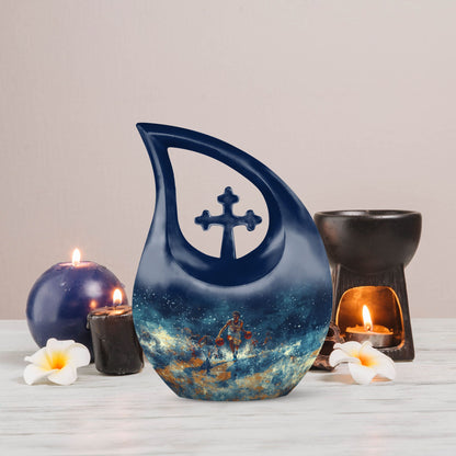 10 Inch Cross Drop Basketball Urn, aluminium burial urn 