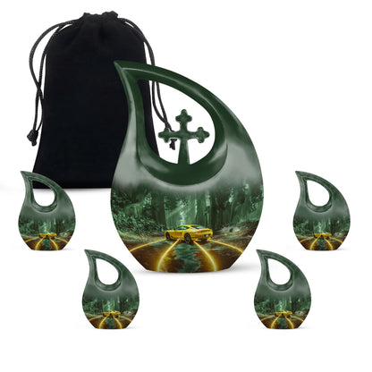 10-inch Car Theme Cross Drop Urn 