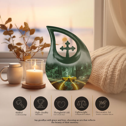 10-inch Car Theme Cross Drop Urn 