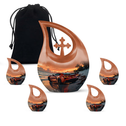 10-inch Car-themed Aluminium Cross Drop Urn 