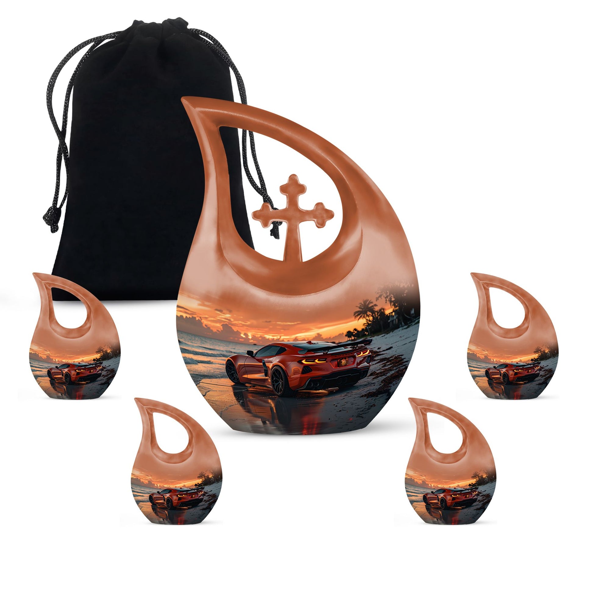 Car Theme Large Urn With 4 Keepsake Urn