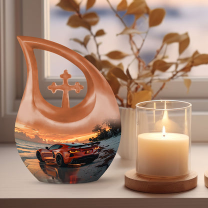 10-inch Car-themed Aluminium Cross Drop Urn 