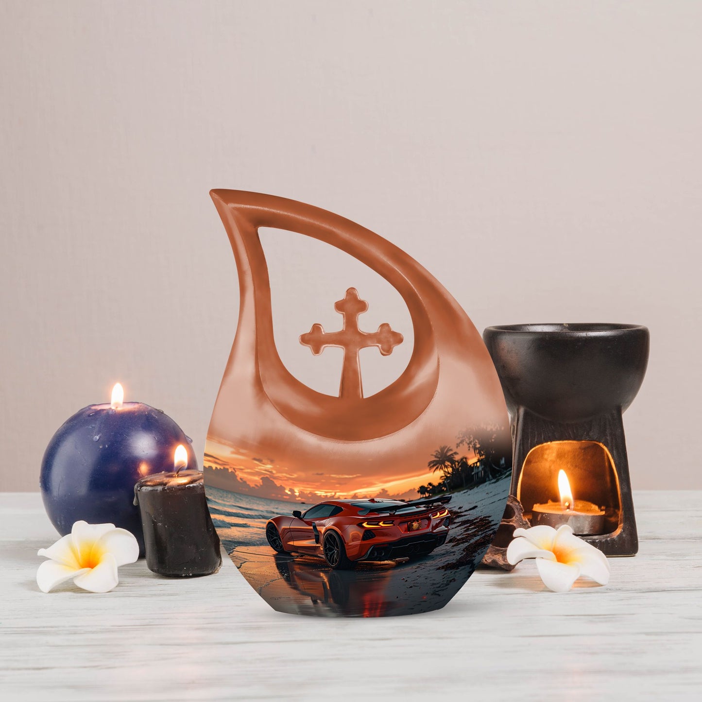 10-inch Car-themed Aluminium Cross Drop Urn 