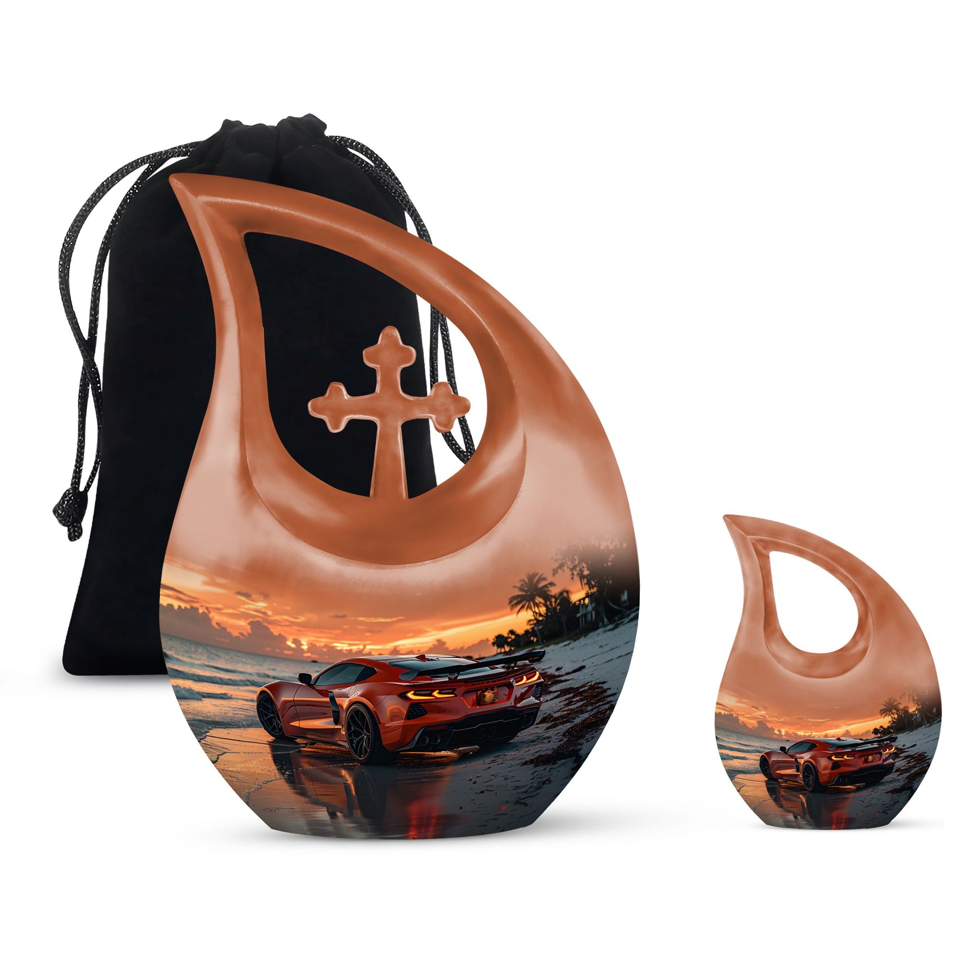 Car Theme Large Urn With 1 Keepsake Urn