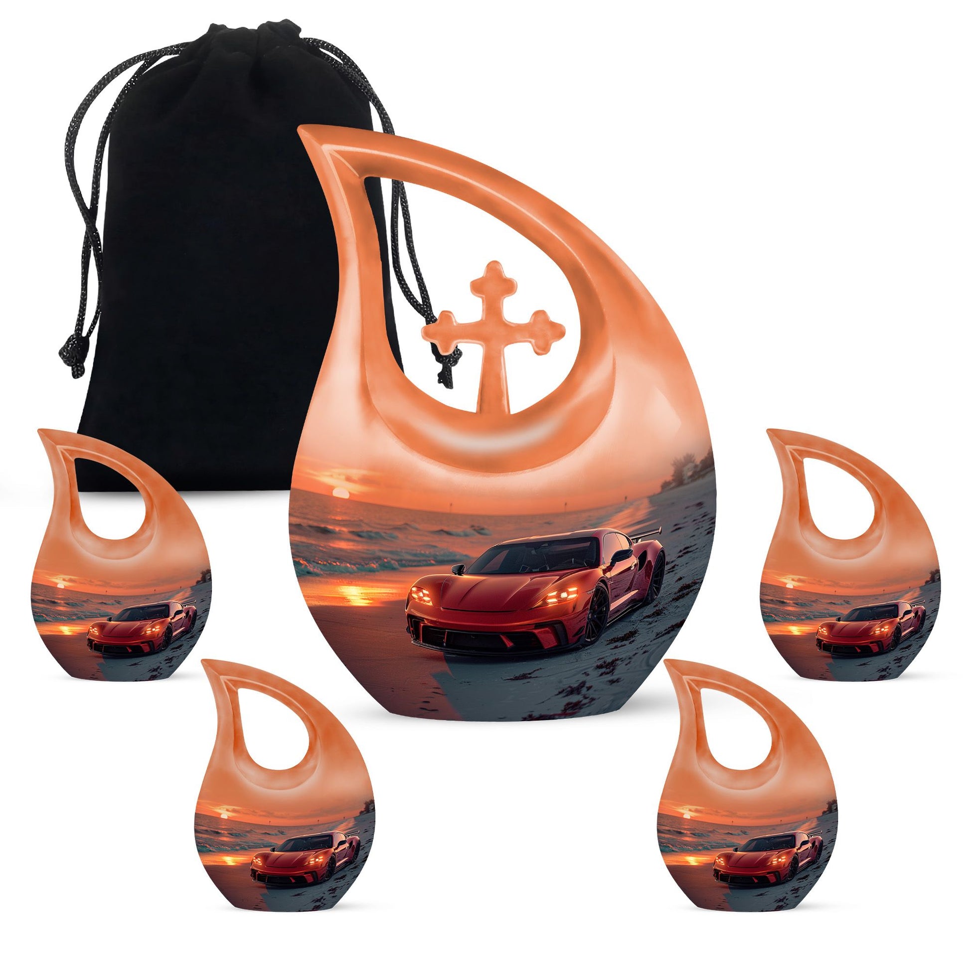 Car Theme Large Urn With 4 Keepsake Urn