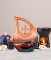 10-inch Car themed Cross Drop design Aluminium Funeral Urn, 
